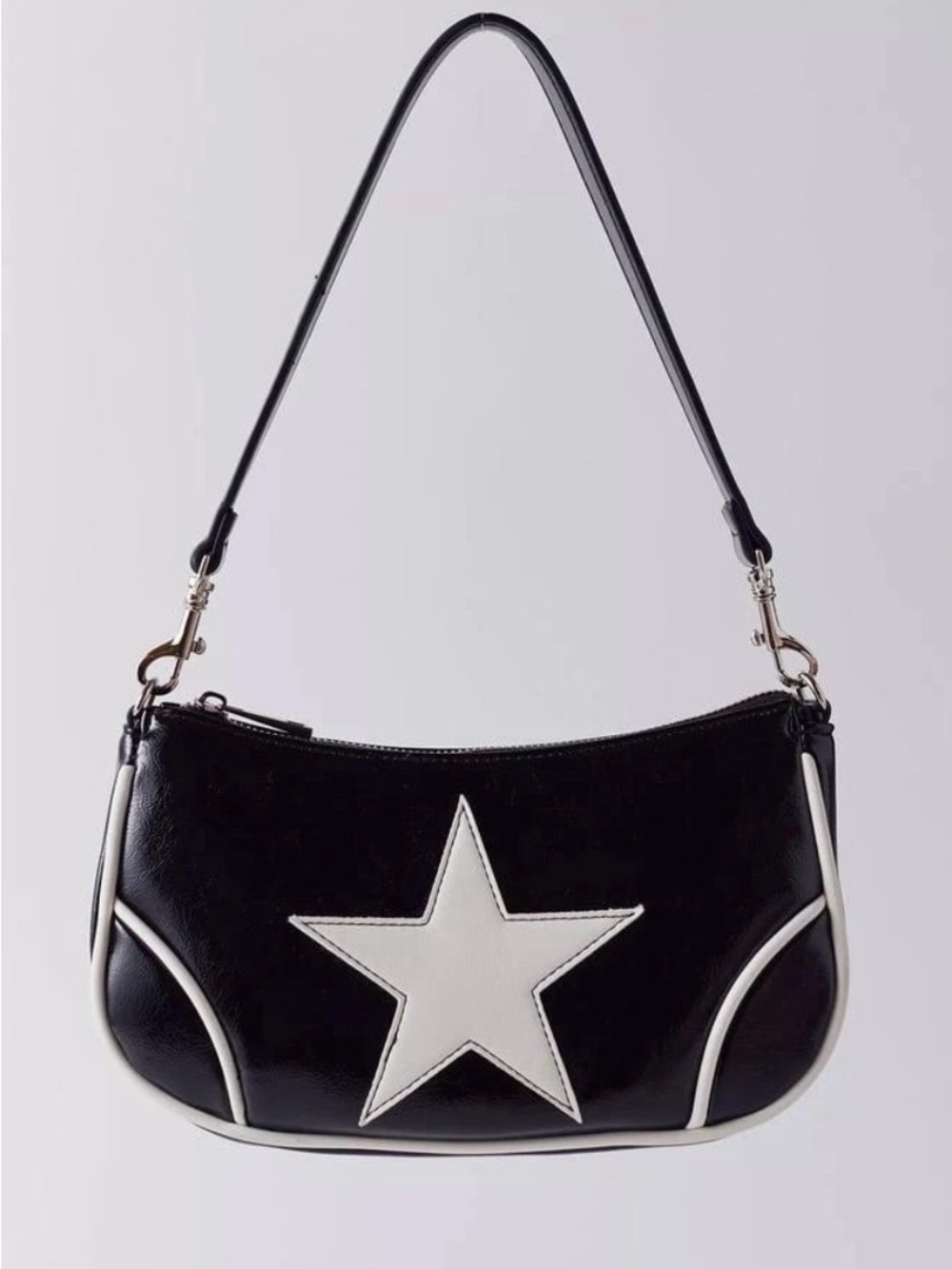 ⭐️NWT⭐️ Urban Outfitters Daphne Star Faux Leather Moto Bag, Black and White